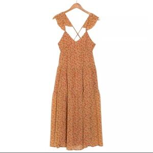 Madewell Floral Maxi Dress in Orange and Brown